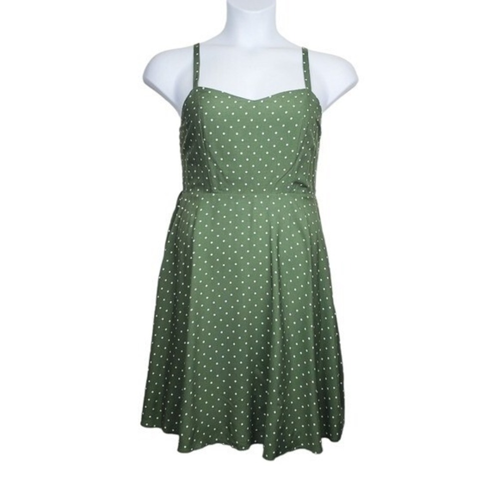 Old Navy Womens Sleeveless Green White Polka Dot Cami Mini Dress Size M NWT